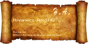 Hovanecz Apolló névjegykártya
